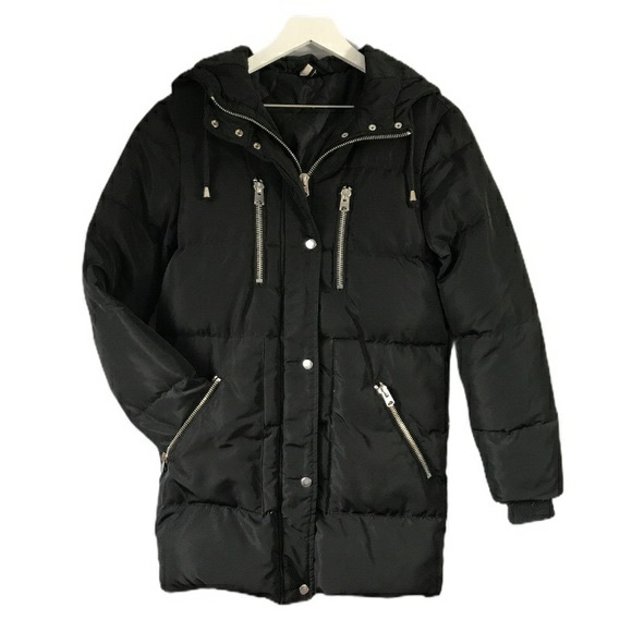 TOPSHOP | Women’s Hooded Puffer Coat, US Size 4 - Picture 1 of 6